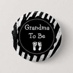 Grandma to be Zebra Print Baby Shower 2 Inch Round Button