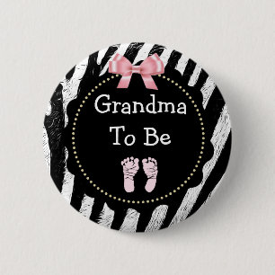 Grandma to be Zebra Print Baby Shower 2 Inch Round Button