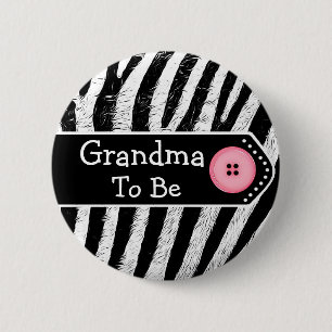 Grandma to be Zebra Print Baby Shower 2 Inch Round Button