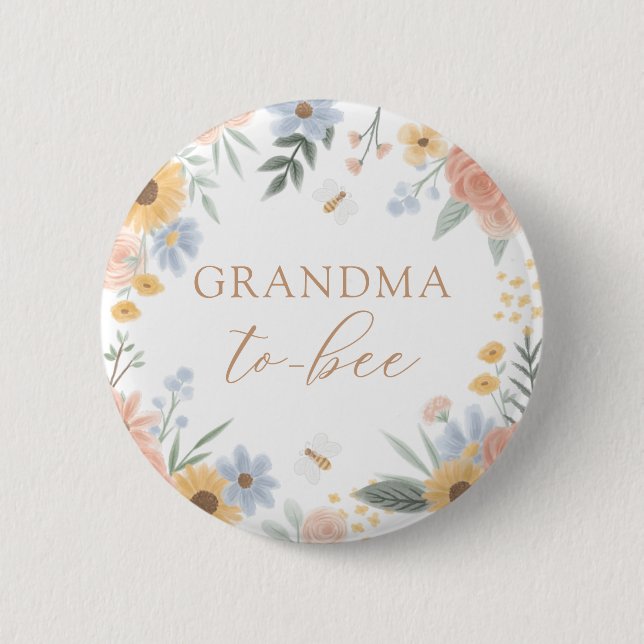 Grandma to Bee Baby Shower Button (Front)
