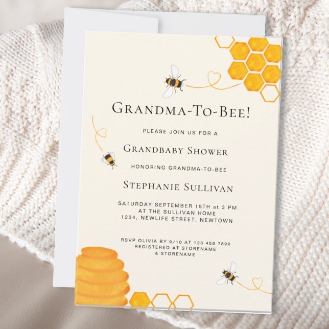 Grandma To Bee Baby Shower  Invitation (Creator Uploaded)