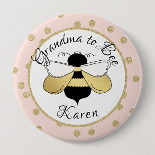Grandma to Bee Gold Confetti 4 Inch Round Button