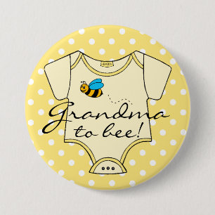 Grandma To Bee Yellow and White 3 Inch Round Button