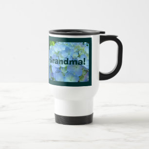 Grandma! Travel Coffe Mug gifts Blue Hydrangeas