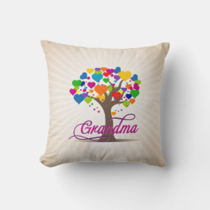 Grandma Tree of Life Hearts Throw Pillow