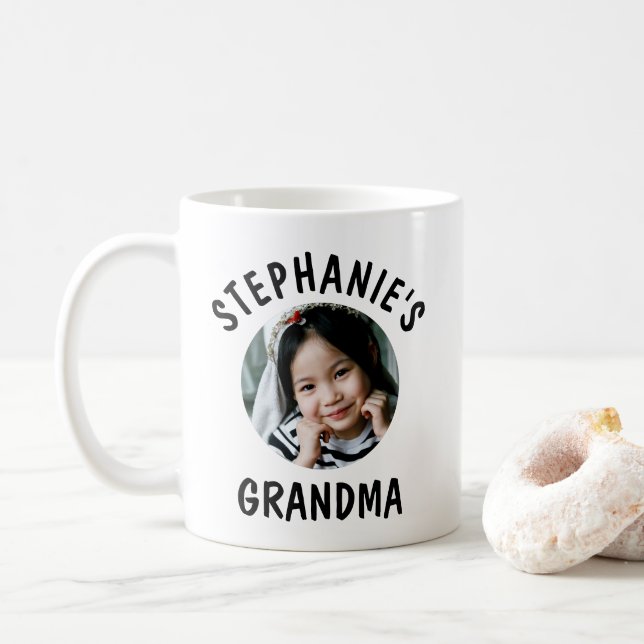 Grandma Trendy Personalized Granddaughter Photo Coffee Mug (With Donut)