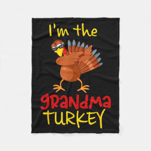 Grandma Turkey Matching Family Group Thanksgiving Fleece Blanket
