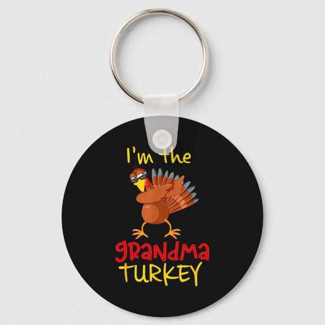 Grandma Turkey Matching Family Group Thanksgiving  Keychain (Front)