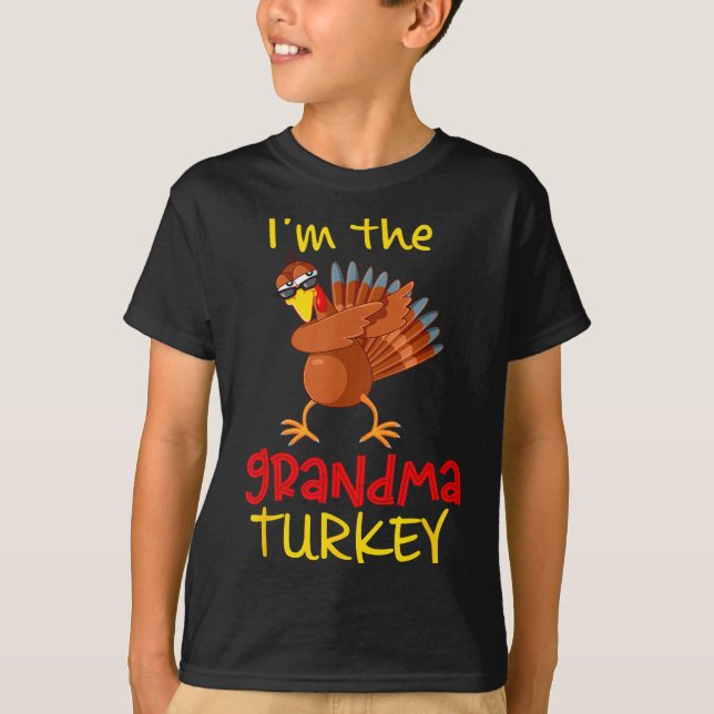Grandma Turkey Matching Family Group Thanksgiving  T-Shirt (Front)