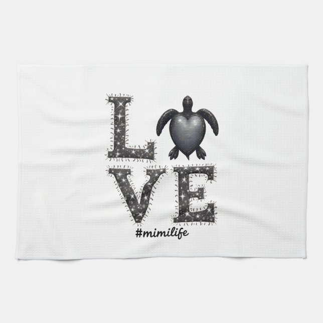 Grandma Turtle - Love Mimi Life Sea Turtle, Mimi T Kitchen Towel (Horizontal)