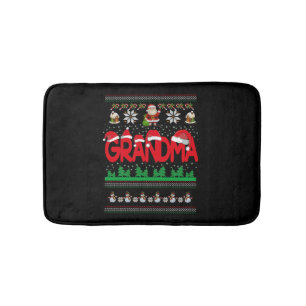 Grandma Ugly Christmas Sweater Bath Mat