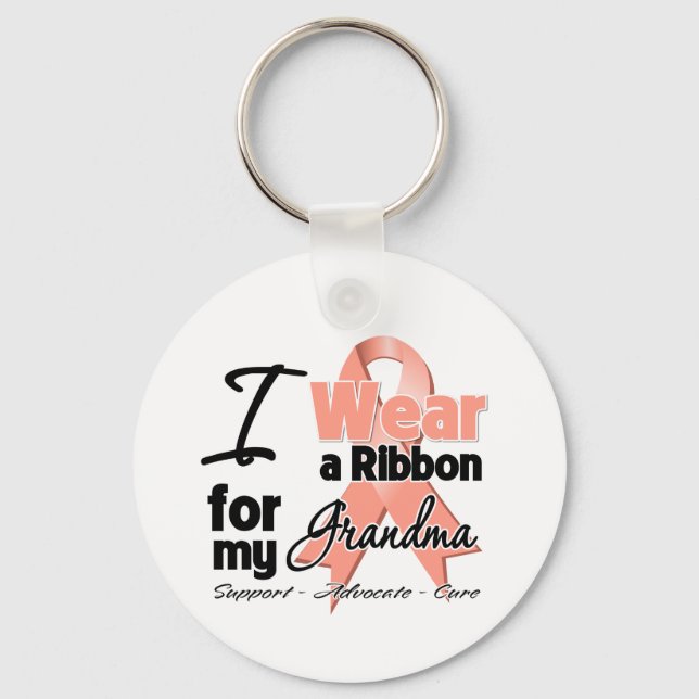 Grandma - Uterine Cancer Ribbon Keychain (Front)