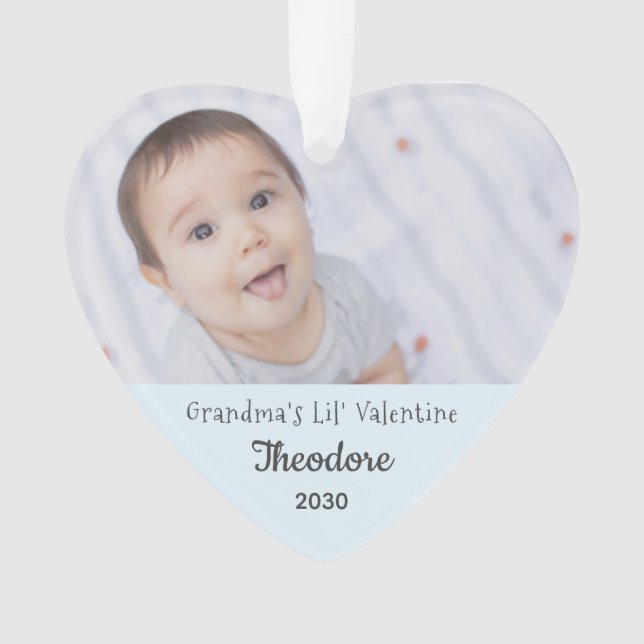 Grandma Valentine Grandson Personalized Photo Name Ornament (Front)