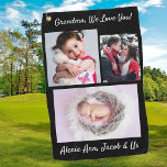 Grandma We Love you! DIY Messages & Photos, Black Golf Towel<br><div class="desc">Nothing touches Grandmother’s heart like photos of her sweet grandchildren with the words,  “Grandma,  We Love you!” Personalize with names,  message,  3 photos or art and even a pet photo. Great gift for children to give to mom also. Black background and white text.</div>