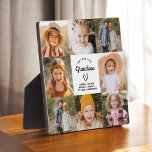 Grandma We Love You Heart Modern Photo Collage Plaque<br><div class="desc">The Grandma We Love You Heart Modern Photo Collage Plaque is a touching and personalized gift that showcases your love for your grandmother. This beautifully designed plaque features a heart-shaped photo collage, allowing you to add your favourite family pictures in a modern and stylish layout. The heartfelt "We Love You,...</div>