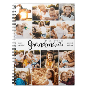 Grandma We Love you Hearts Modern Photo Collage Notebook