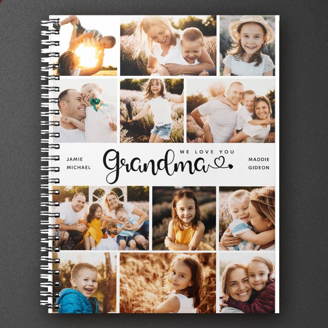 Grandma We Love you Hearts Modern Photo Collage Notebook (Creator Uploaded)