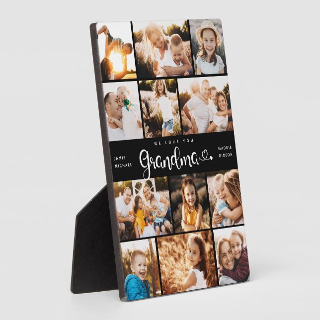 Grandma We Love you Hearts Modern Photo Collage Plaque (Side)