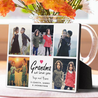 Grandma we love you Modern Script Photo Collage Plaque