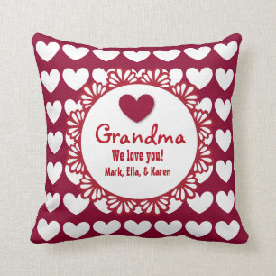 GRANDMA We Love You with Hearts and Lace C02 Throw Pillow