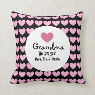 GRANDMA We Love You with Hearts and Lace C05 Throw Pillow