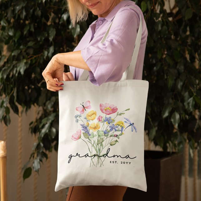 Grandma Wildflower Elegant Minimalist  Tote Bag (Creator Uploaded)