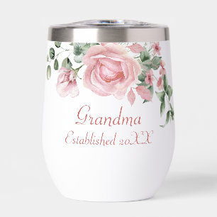 Grandma Year Established Custom Pink Roses
