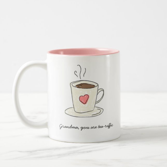 Grandma You are Tea-riffic Mother's Day Two-Tone Coffee Mug (Left)