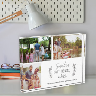 Grandma your photo collage grandparents day gift block