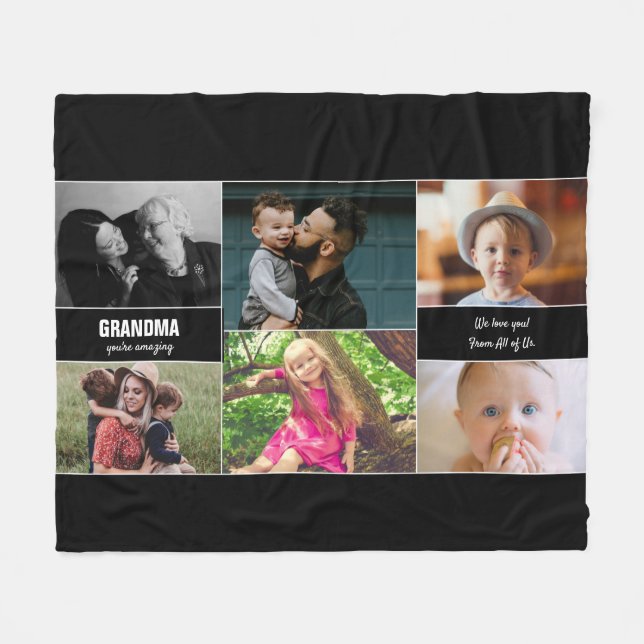 Grandma You're Amazing Photo Collage Personalized Fleece Blanket (Front (Horizontal))