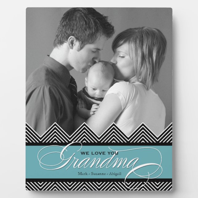 Grandma Zig Zag Chevron Modern Personalized Photo Plaque (Front)