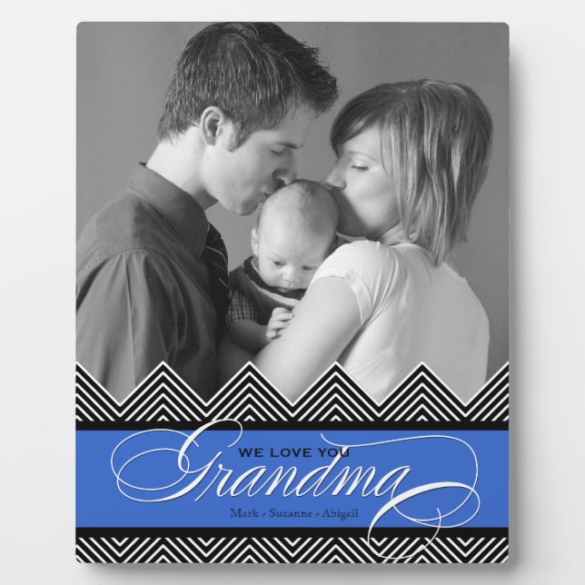 Grandma Zig Zag Chevron Modern Personalized Photo Plaque (Front)