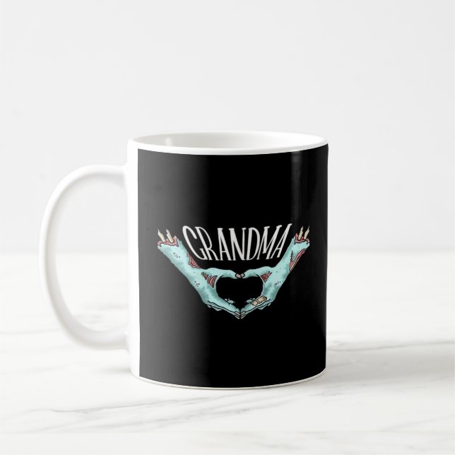 Grandma Zombie Hand Heart Halloween Costume Family Coffee Mug (Left)