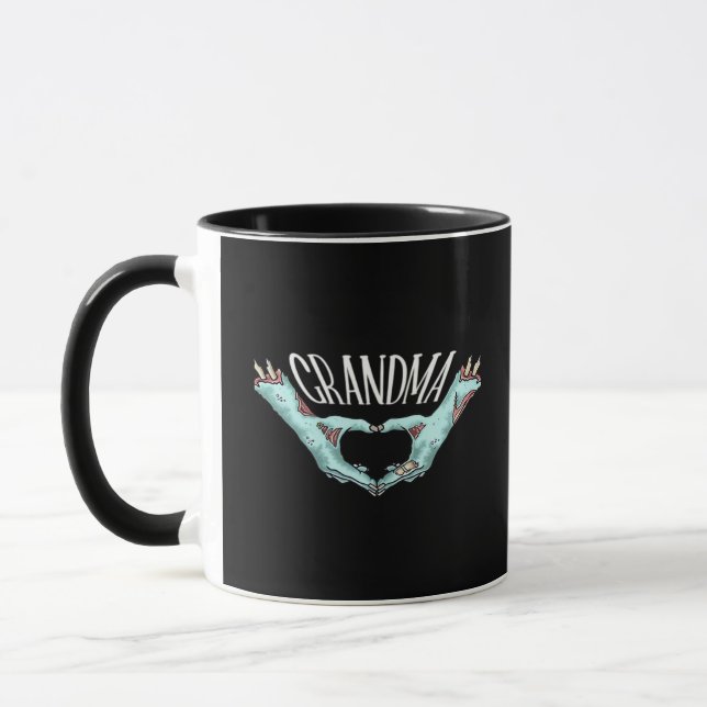 Grandma Zombie Hand Heart Halloween Costume Family Mug (Left)