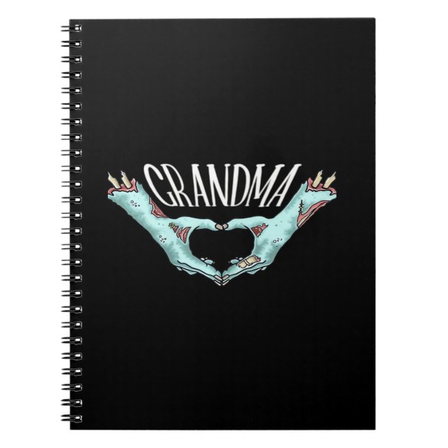 Grandma Zombie Hand Heart Halloween Costume Family Notebook (Front)