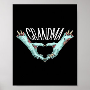 Grandma Zombie Hand Heart Halloween Costume Family Poster