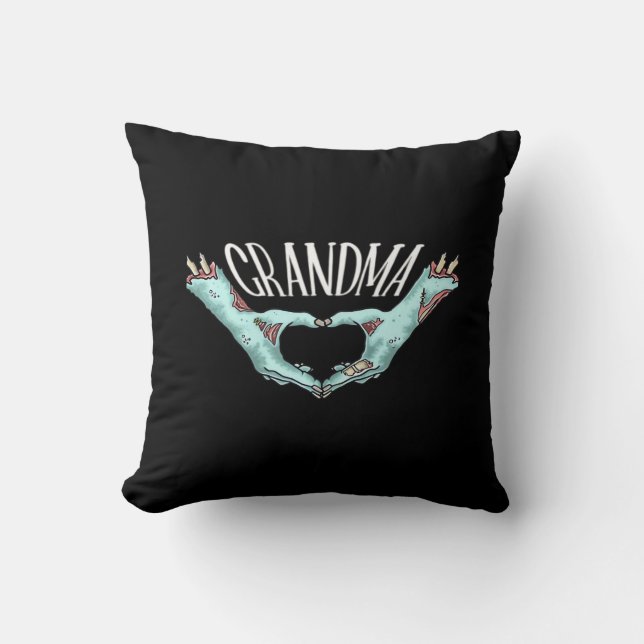 Grandma Zombie Hand Heart Halloween Costume Family Throw Pillow (Front)