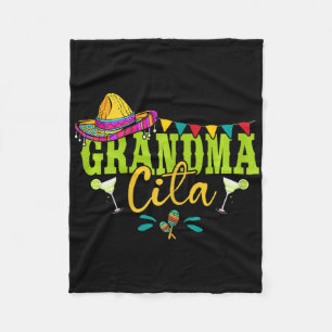 Grandmacita Grandma Mexican Sombrero Margarita Cin Fleece Blanket