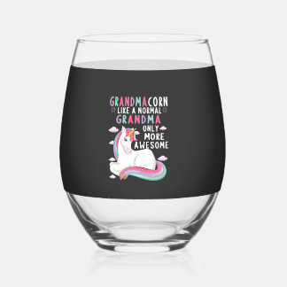 Grandmacorn Like A Normal Grandma Only More Awesom Stemless Wine Glass