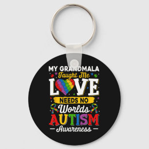 Grandmala Taught Me Love Needs No Words Funny Auti Keychain