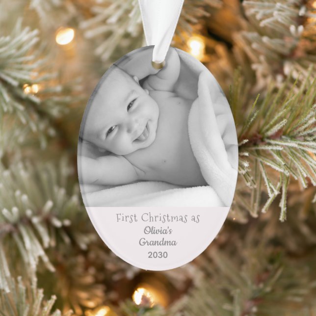 Grandma's 1st Christmas Personalized Photo Name Ornament (Tree)