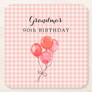 Grandma's 90th Birthday Square Paper Coaster