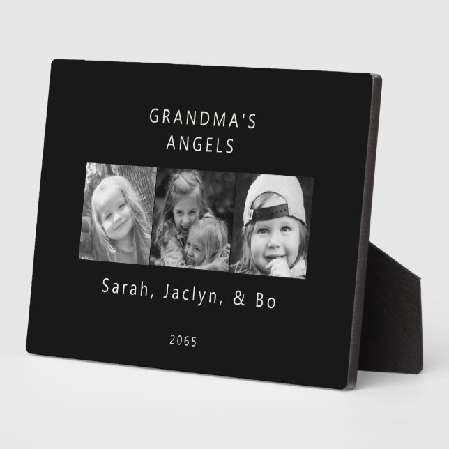 Grandma's Angels B/W Multi-Photo Black Plaque (Side)