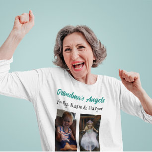 Grandma's Angels Personalized Photo and Names T-Shirt