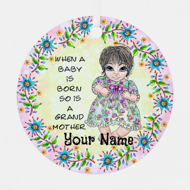 Grandmas Baby Girl   Metal Ornament (Front)