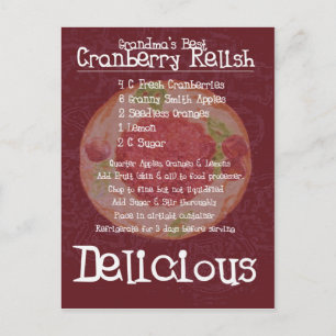 Grandma's Best Cranberry Relish Recipe Postcard