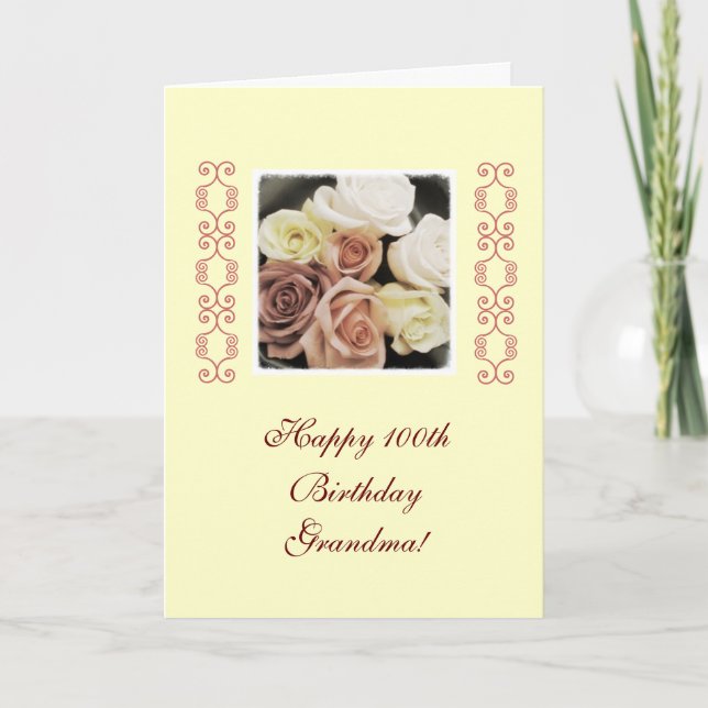 Grandma's birthday roses pastel card (Front)