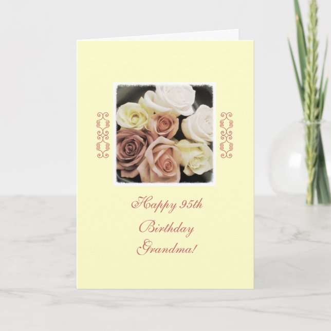 Grandma's birthday roses pastel card (Front)