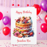 Grandma's Birthday | Sentimental Personalized Card<br><div class="desc">A sweet birthday card for a grandma that can be personalized,  featuring a pretty birthday cake covered in fresh strawberries and blueberries on the front. The inside has a sweet sentimental message with a colouring page too!</div>