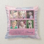 Grandma's Blessings Photo Collage Pink & Blue Throw Pillow<br><div class="desc">This throw pillow is a beautiful special keepsake gift for a Grandmother. It features a 6 photo frame collage for pictures her grandchildren. The pillow is accented with a pink & blue watercolor striped background. Custom text reads: Grandma's Blessings</div>